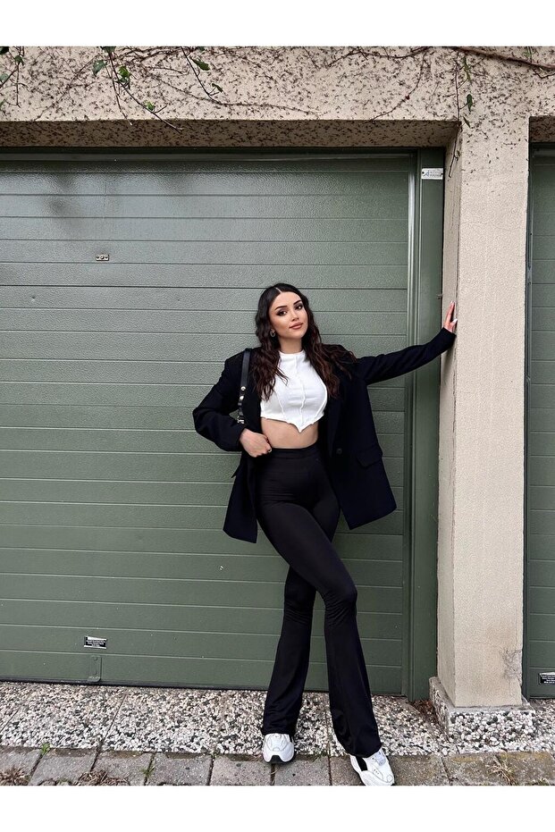 İspanyol Paça Tayt Pantolon - 7