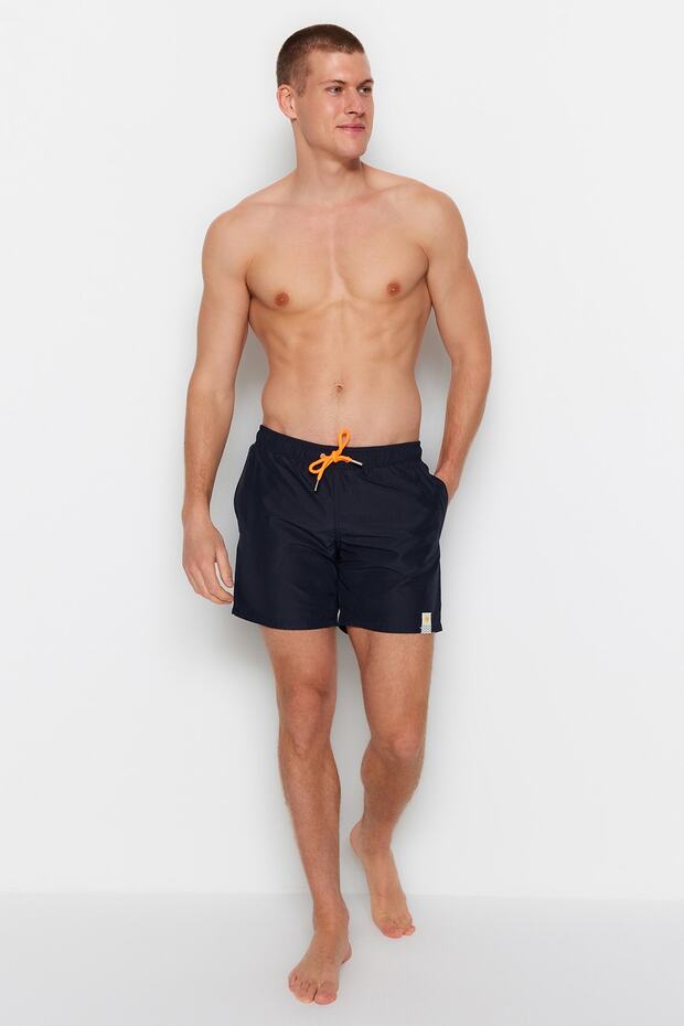 Lacivert Standart Boy Etiket Detaylı Mayo Deniz Şortu TMNSS23DS00026 - 2