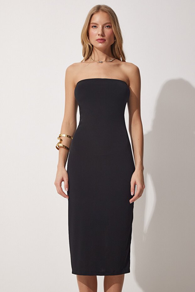 Straplez Sandy Örme Elbise - 4