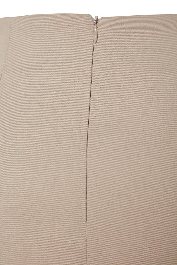 Bézs Basic magas derekú, A-vonalú mini hosszúságú szövött szoknya TWOSS22ET0136 - 14