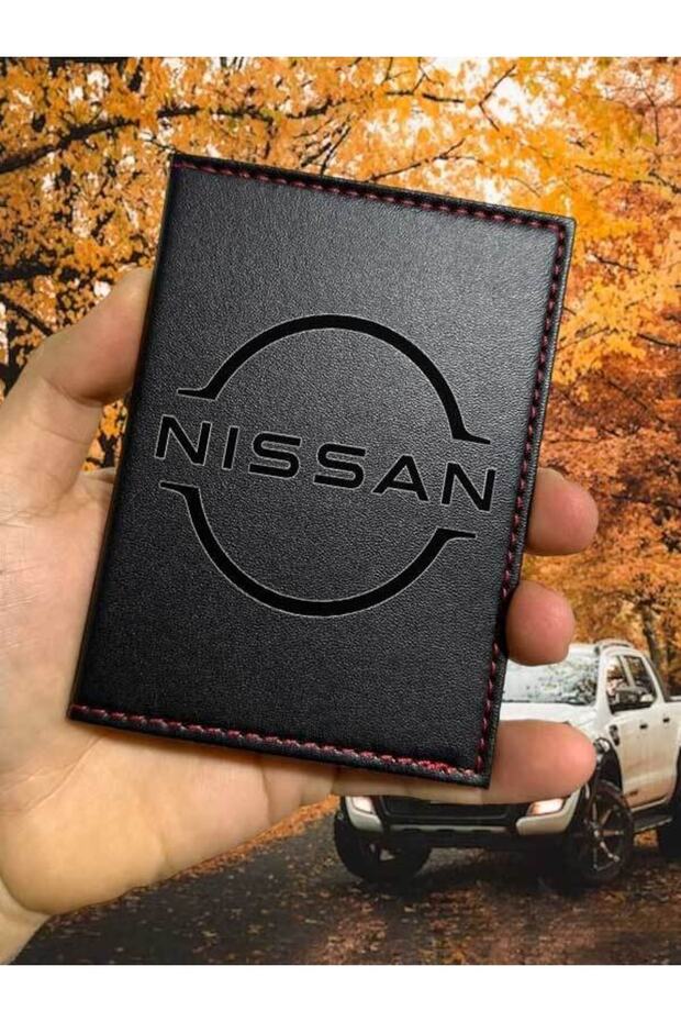 Nissan Patterned License Container Logo Auto License Cover Vinlex Leather Stitched Vehicle License Protector