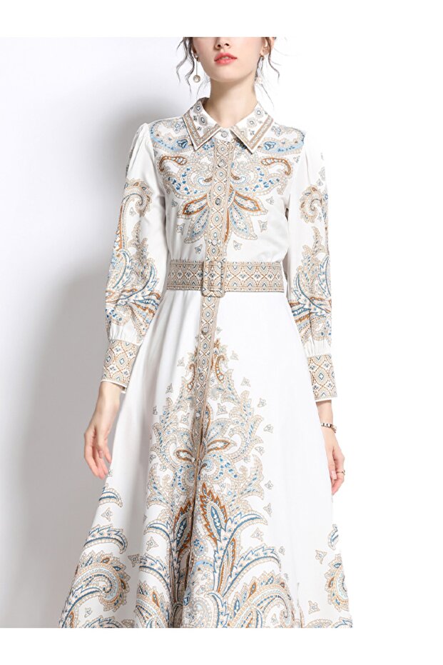Atlas Fabric Floral Print Dress