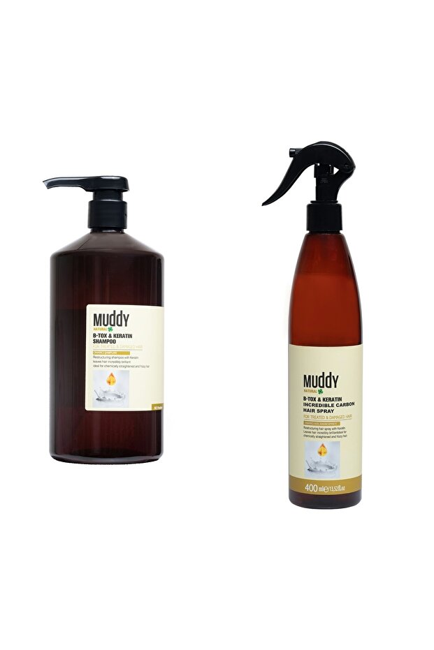Aşırı Yıpranmış Saçlara B-tox Keratin Şampuan 1000 ml B-tox Keratin Onarıcı Spray 400 ml - 1