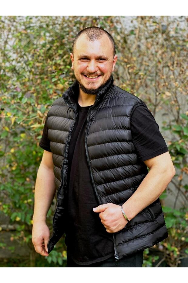 Men's Black Inflatable Sleeveless Vest
