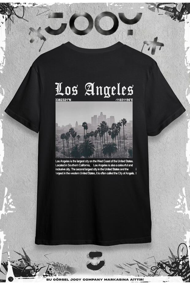 Black Oversized T-shirt with Los Angeles City Printed