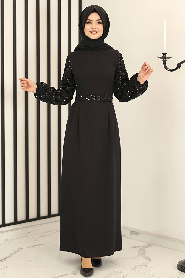 Crescent Evening Dress Black - Design - Fsc3020
