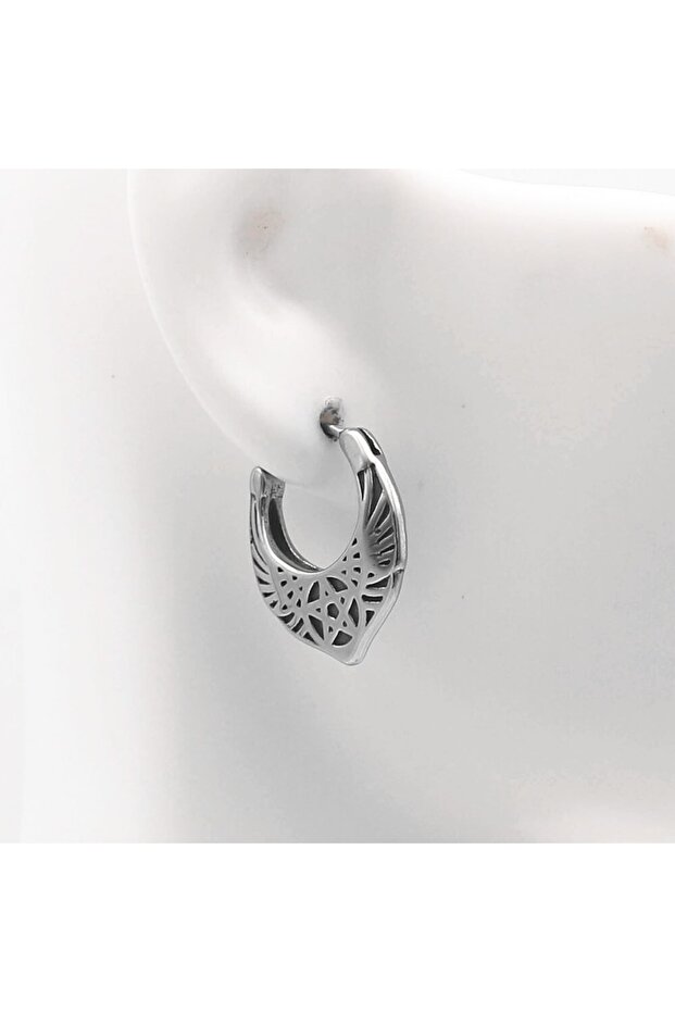 Drop Model Pentagram Embroidered Ring Snap Men's 316l Steel Earrings