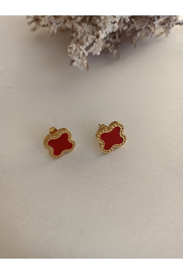 Steel Model Studded Clover Earrings