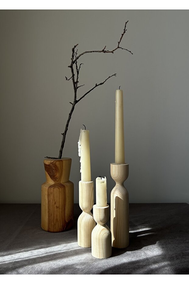 Timber Trio 3-Piece Candlestick Set - 1