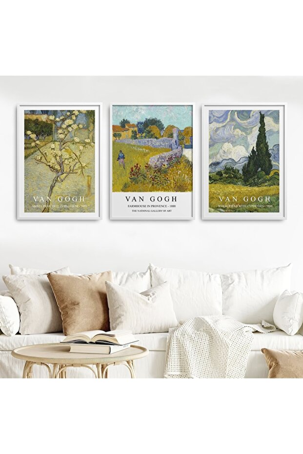 Set of 3 Natural Wood Laminated Frame Classic Works Abstract Vincent Van Gogh 30X40Cm 40X60Cm Hpn133