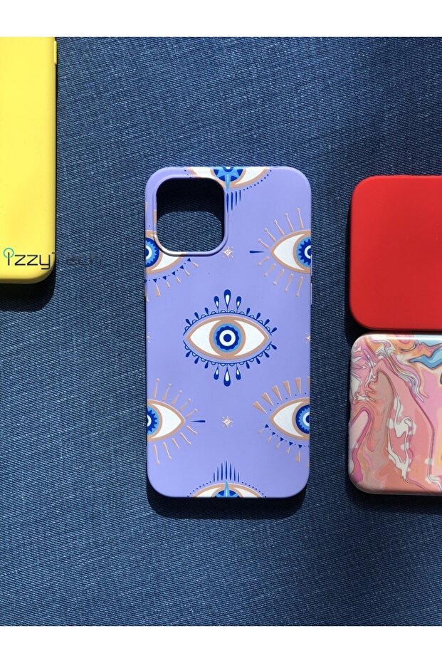 حافظة آيفون 12 برو ماكس بتصميم عيون الشر من الداخل مخملية - 1