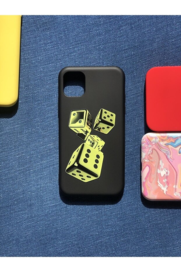 iPhone 11 Camera Protected Model Gold Dice Pattern Suede Inside Launch Case - 1