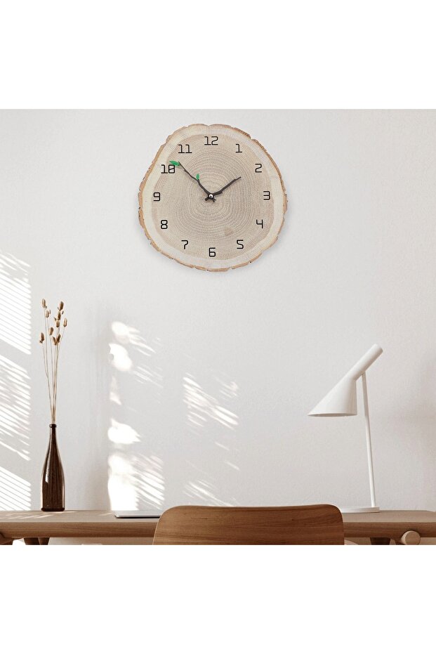 ساعة حائط مزخرفة على شكل جذع شجرة مقاس 30 سم - 1