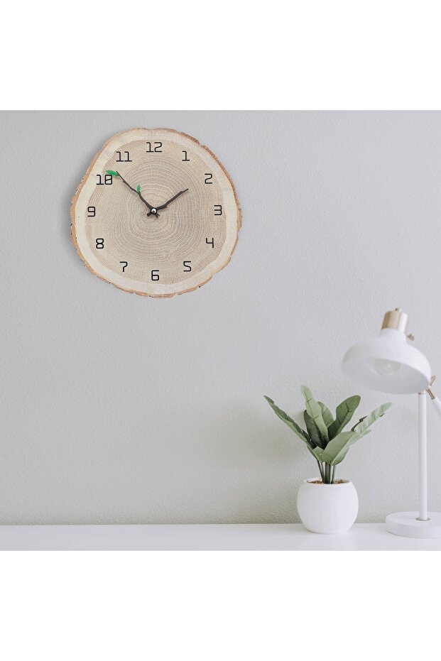 ساعة حائط مزخرفة على شكل جذع شجرة مقاس 30 سم - 2