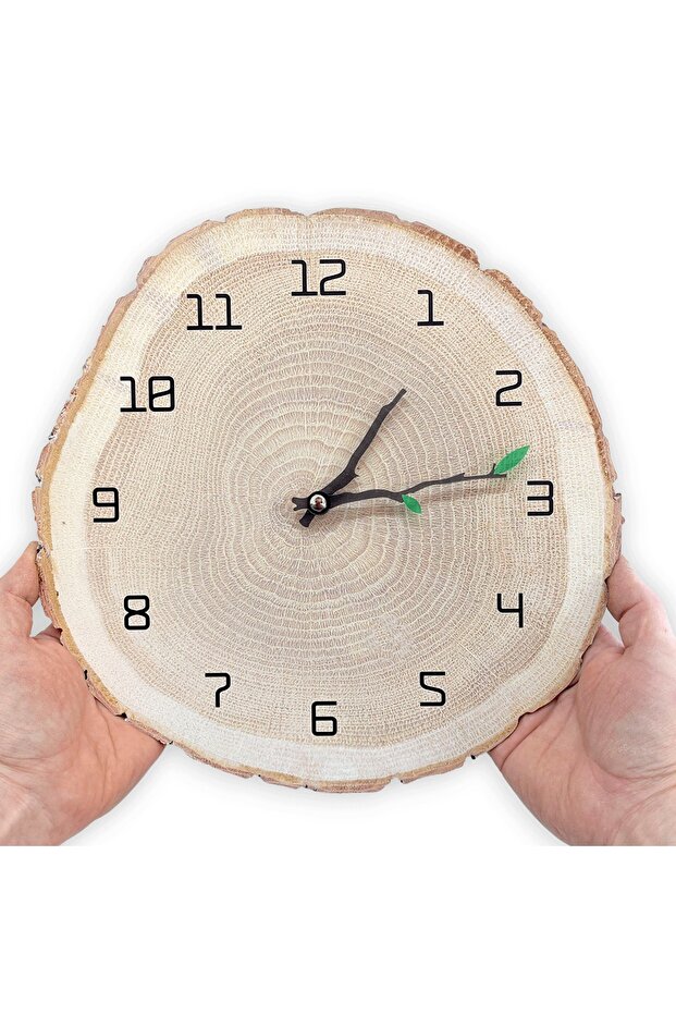 ساعة حائط مزخرفة على شكل جذع شجرة مقاس 30 سم - 5