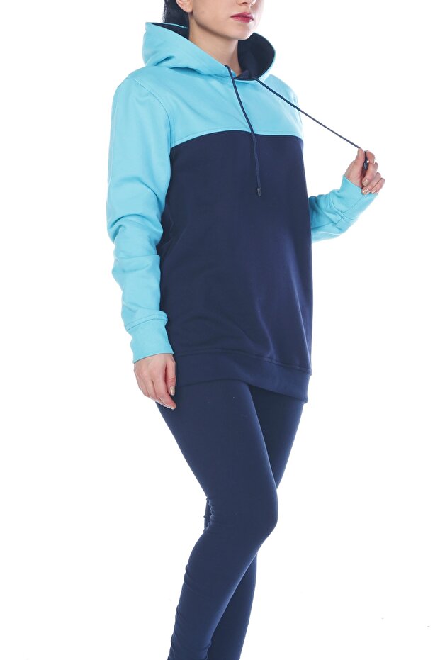 2 Renk Cepli Basic Kapüşonlu Sweatshirt - 4