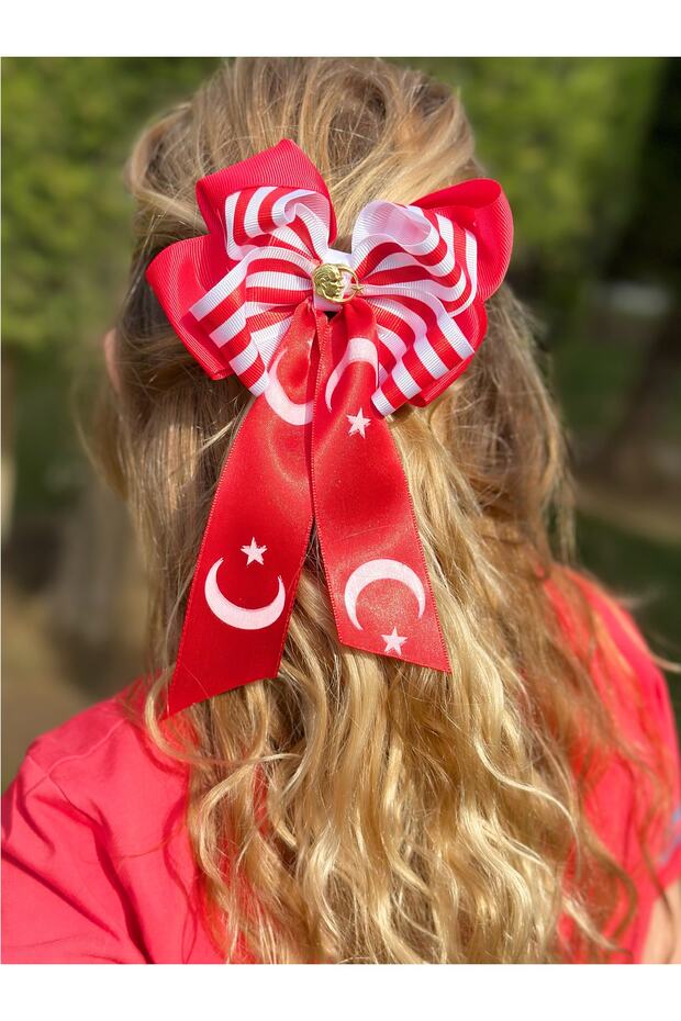 Luxury Red White Bow Ataturk Turkish Flag With Flag 23 April 19 May School Show Eid Buckle