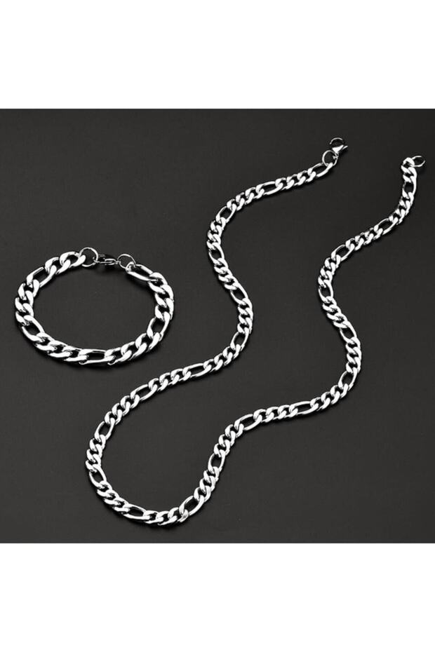 للجنسين قلادة فضية اللون مزيج سوار