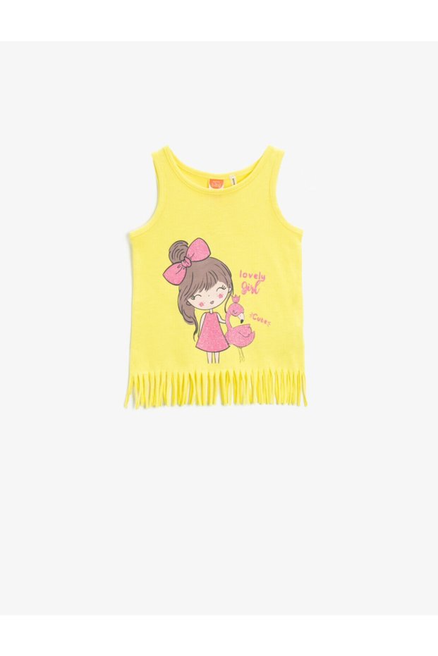 Baby Girl Yellow Tasseled Undershirt Cotton Printed