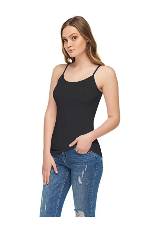Women's Black Lycra Modal Rope Strap Athlete Body