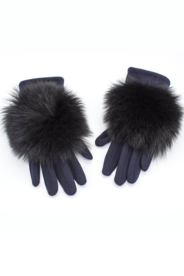 Kadın Kumaş Aksesuarlı Eldiven - 1