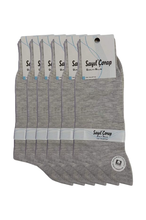 Men's Gray Heel Toe Reinforced Cotton Seasonal Thin Long Socks Pack of 6