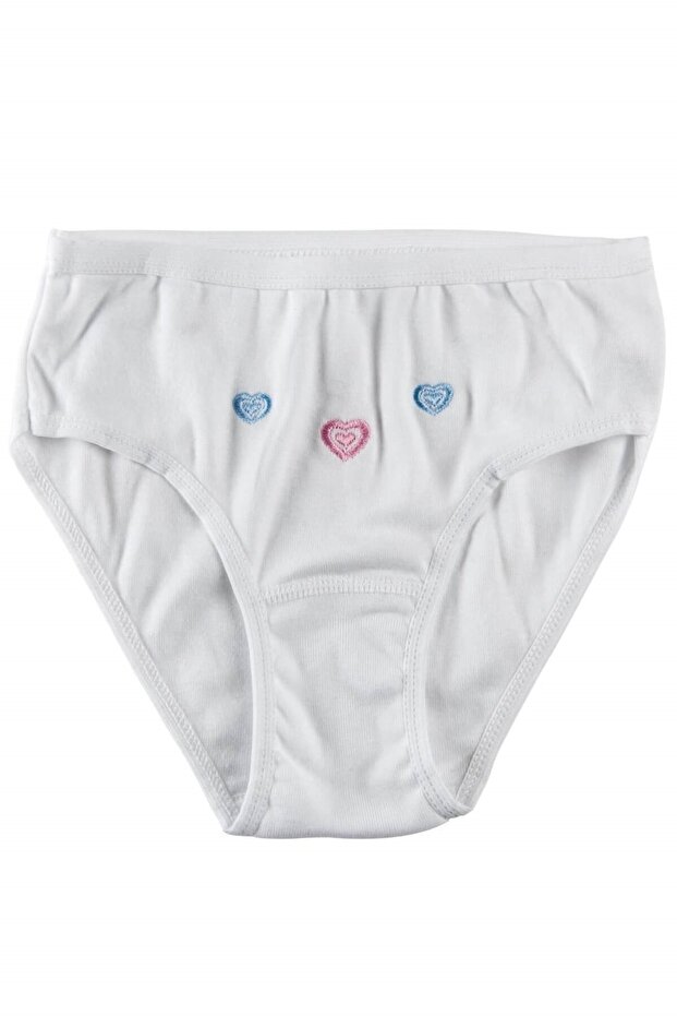 Girl's White Thin Waist Embroidered Bato Panties