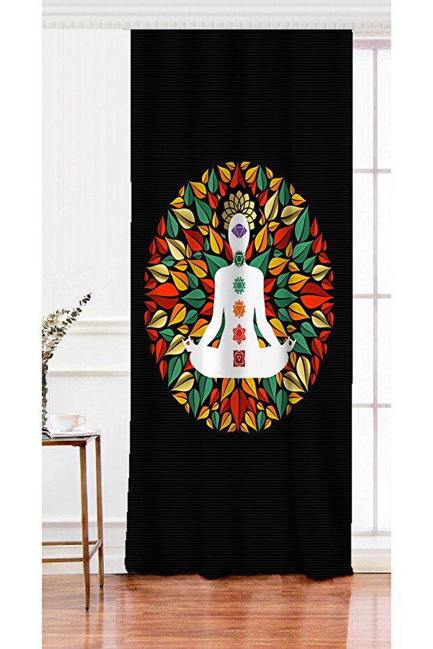 Single Panel Far Eastern Yoga Motifs Mandala Special Design Digital Printed Drapery Curtain