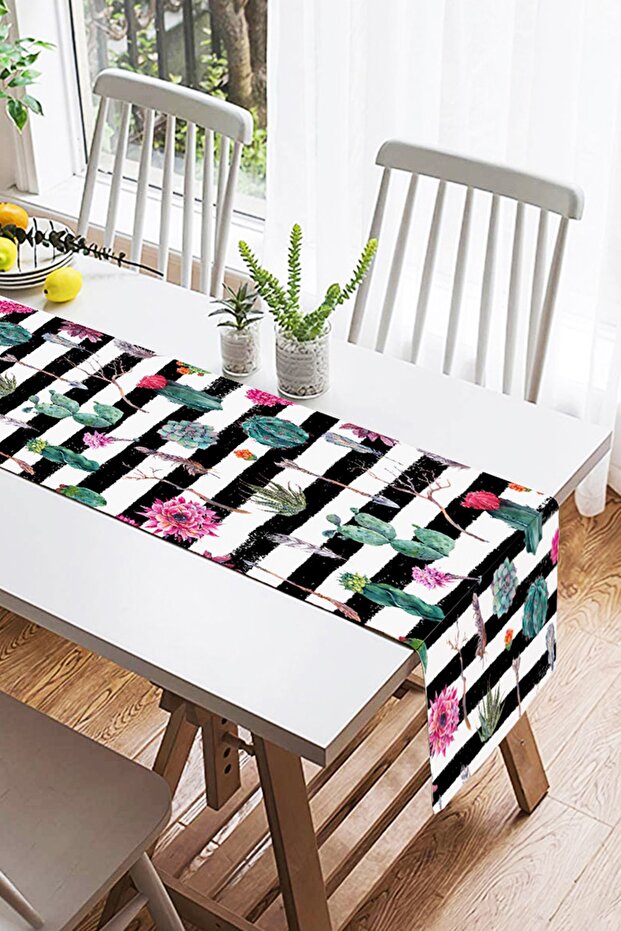 Digital Printed Caltus Patterned Suede Runner - 2