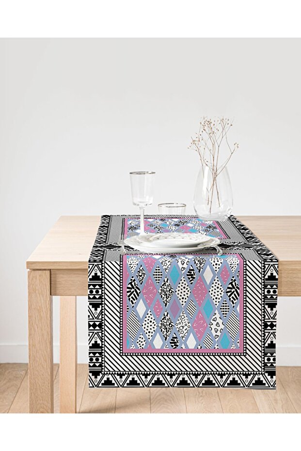 Modern Patterned Special Design Digital Printed Suede Runner - 1
