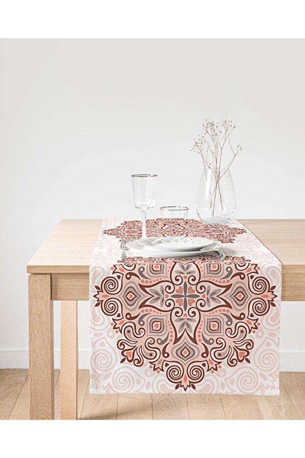 Modern Patterned Digital Printed Decorative Suede Runner - 1