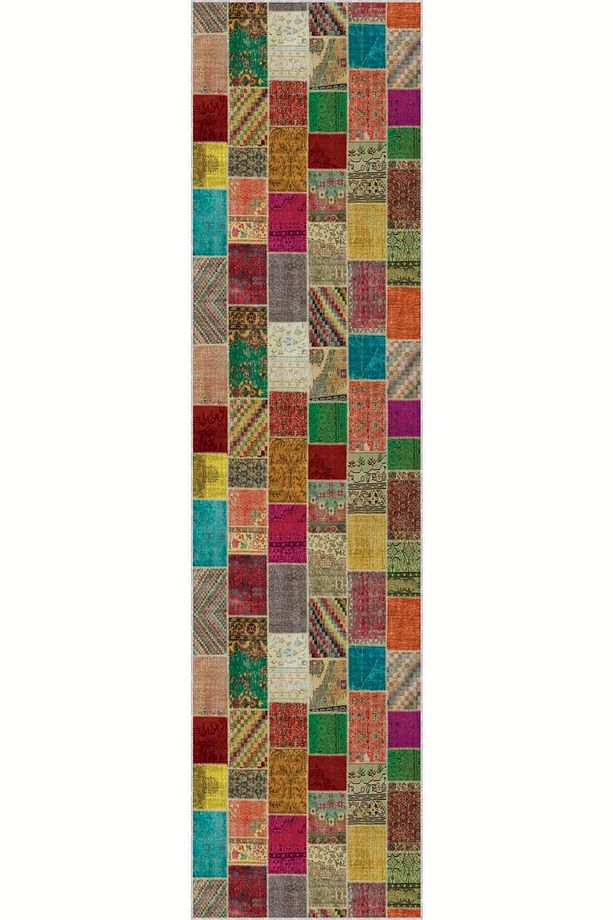 Kaymaz Tabanlı Kesme Rulo Yolluk Renkli Patchwork Ar320 - 2