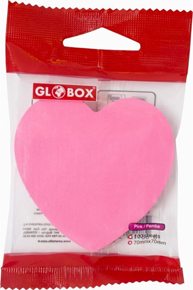 Adhesive Note Paper 70x70mm Heart Shaped 100 Sheets