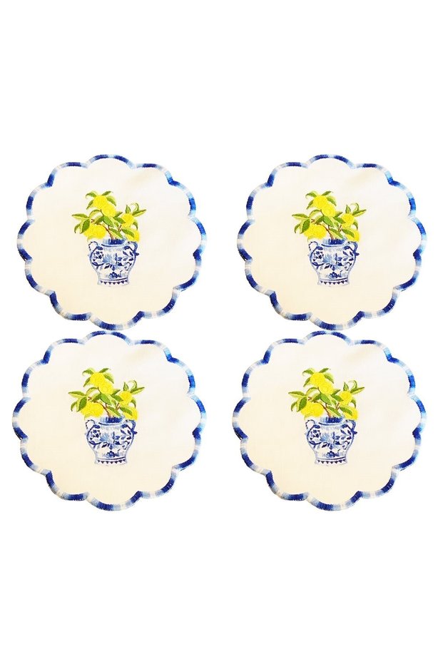 Lemon Cocktail Napkin Set of 4