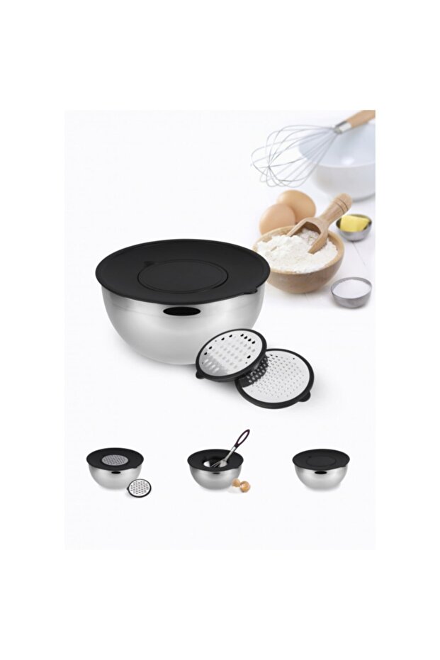Demre 3 in 1 Black Multi-Purpose Mixing and Storage Container - 1