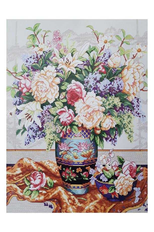 Goblen Etamin Işleme Seti 40x50 Cm Vazoda Çiçekler Deseni - 1