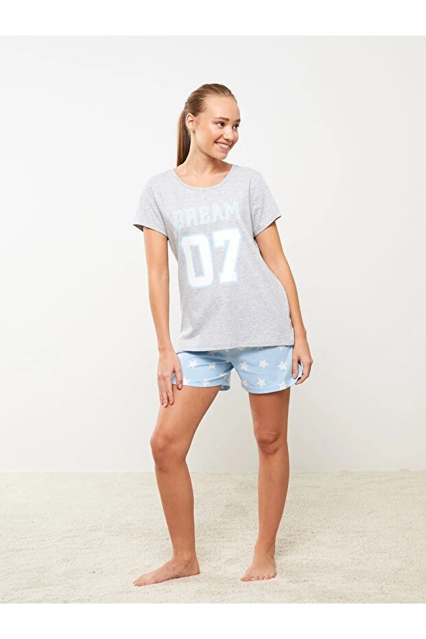 Dream Crew Neck Printed Short Sleeve Women's Pajama Set
