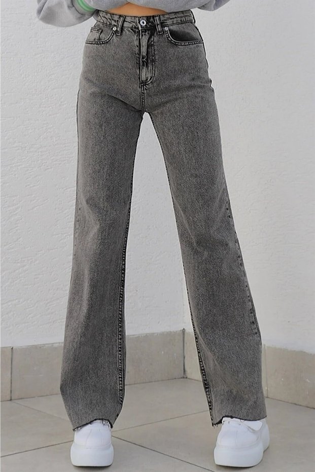 Smoked Acid Wash Palazzo Jean Women's Wide Leg Colorfast Recovery Jeans