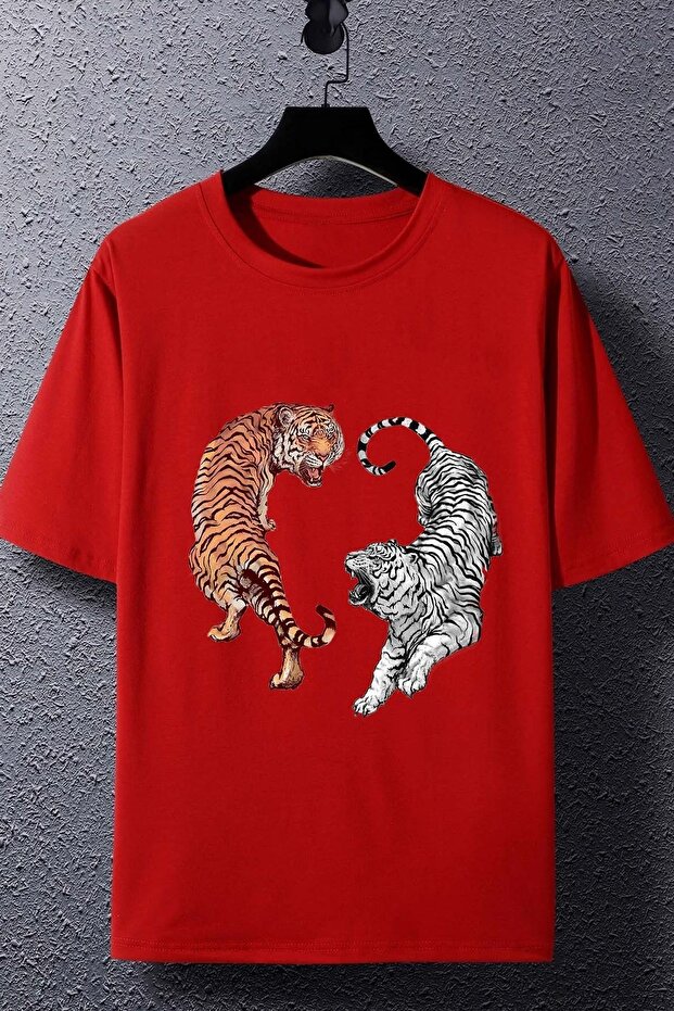 Unisex Tiger Printed Short Sleeve T-shirt