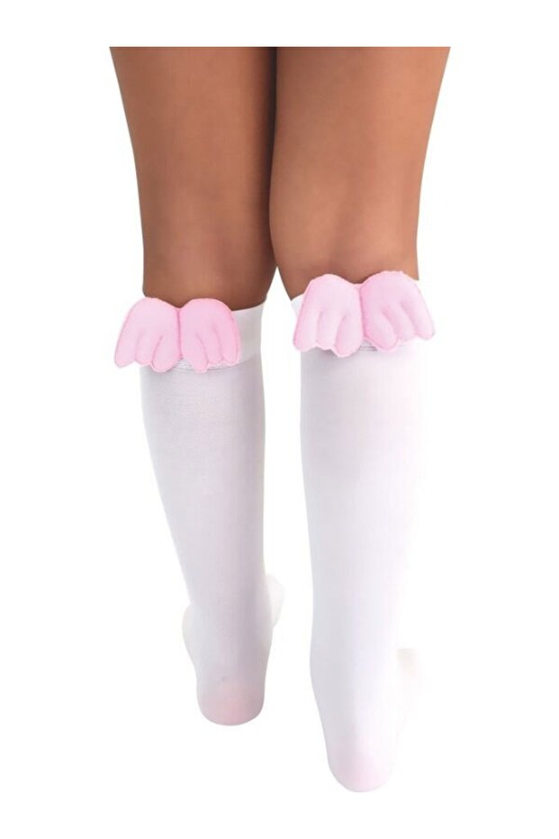 Angel Winged Children's Knee Socks White Pink