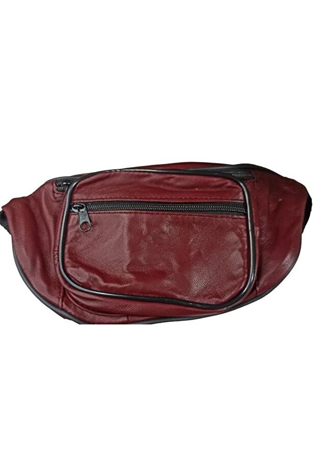Genuine Leather Waist Bag Claret Red