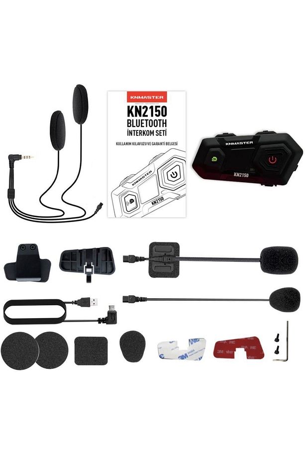 Kn2150 Motosiklet Kask Interkom Bluetooth Intercom Kulaklık Seti Siyah Hediye Seti - 5