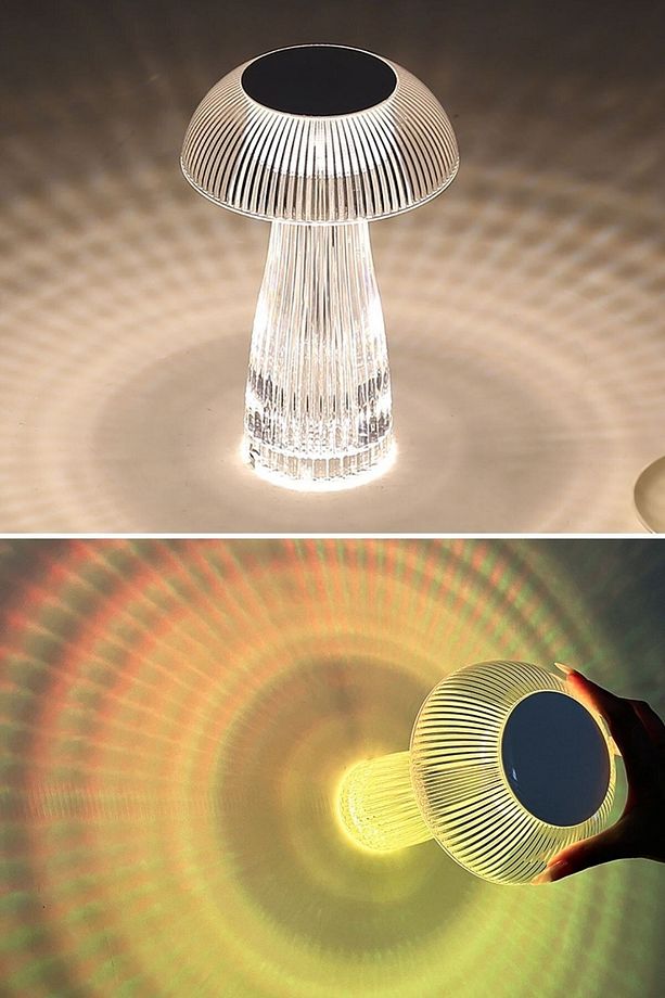 ® Mantar Model Usb Şarjlı Dokunmatik 3 Farklı Işık Modlu Masa Üstü Kristal Akrilik Lamba Led - 5