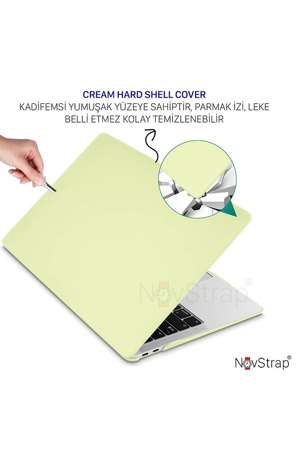 Apple Macbook Air M1 Çip A2337 A1932 A2179 13.3" Uyumlu Kılıf Cream Hard Shell Rubber Kapak - 3