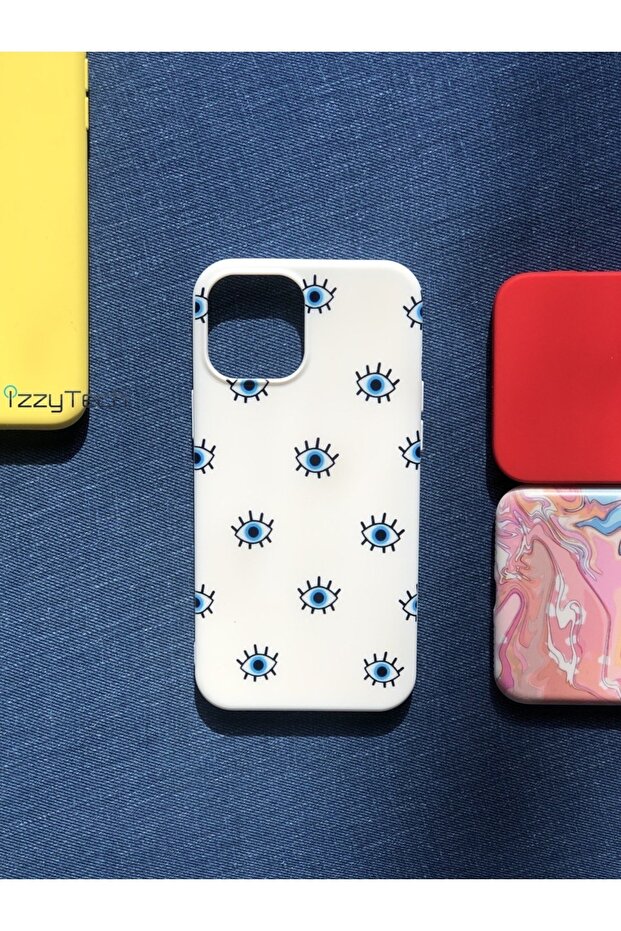 حافظة ايفون 12 برو ماكس بتصميم عيون زرقاء، الجزء الداخلي مخملي - 1