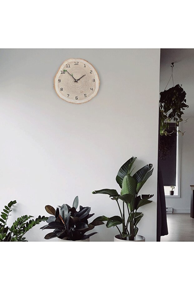 ساعة حائط مزخرفة على شكل جذع شجرة مقاس 30 سم - 7