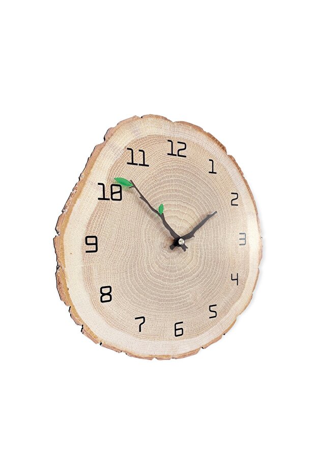 ساعة حائط مزخرفة على شكل جذع شجرة مقاس 30 سم - 8