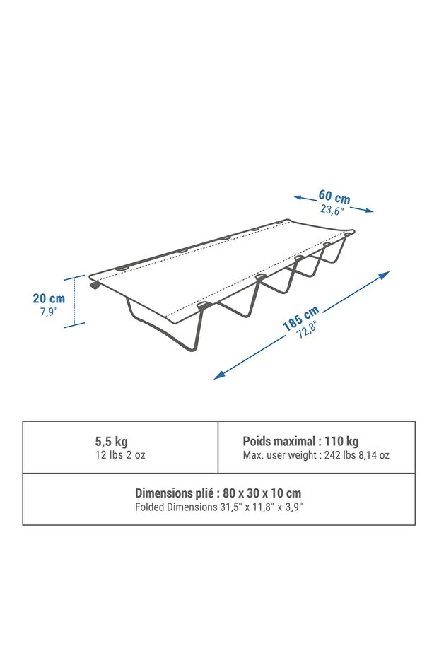 Quechua Kamp Yatağı - 60 Cm - 1 Kişilik - Yeşil - Basic - 2