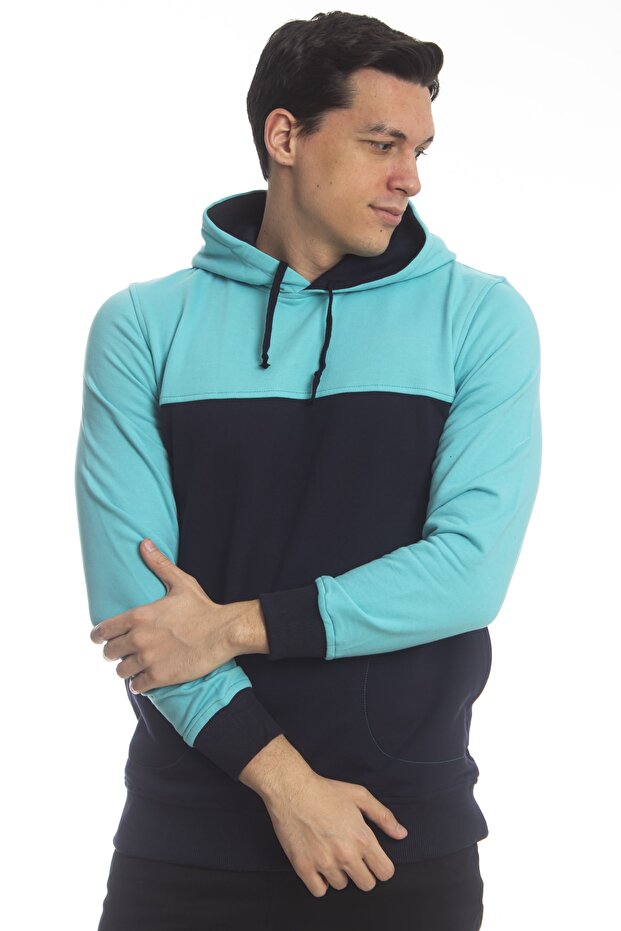2 Renk Cepli Basic Kapüşonlu Sweatshirt - 1