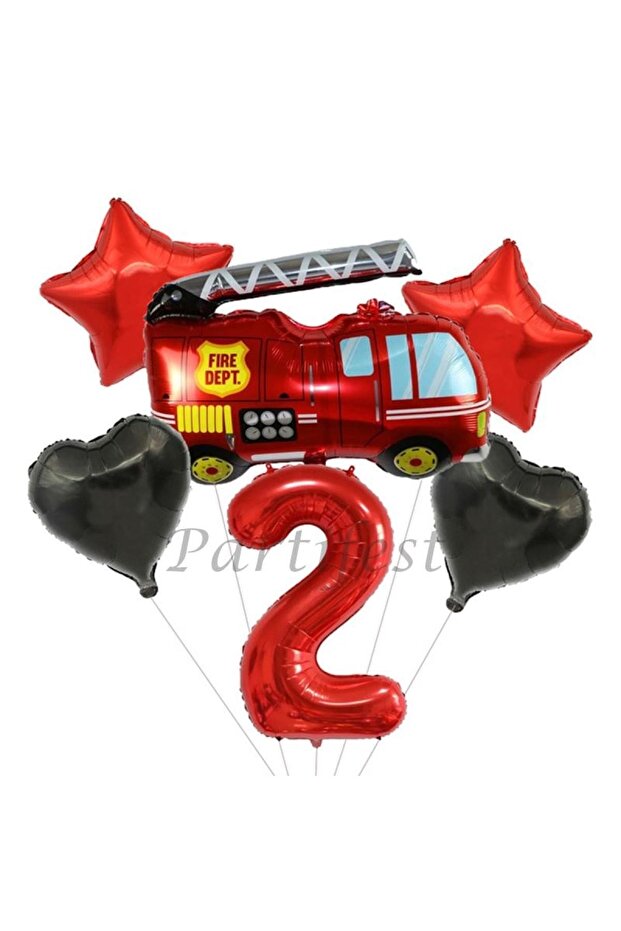 Fire Department Balloon Set Fireman Foil Balloon Set Concept Birthday Set Age Balloon